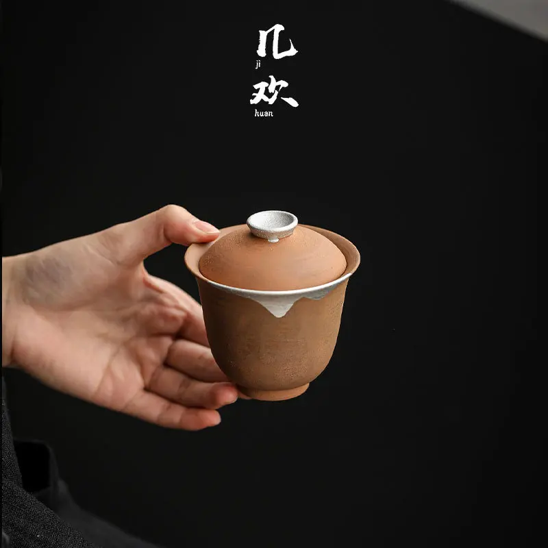 Empty Zhai Old Rock Clay Handmade Tureen Vintage Zen Tea Set Kung Fu Ceremony Small Capacity Brewing Bowl