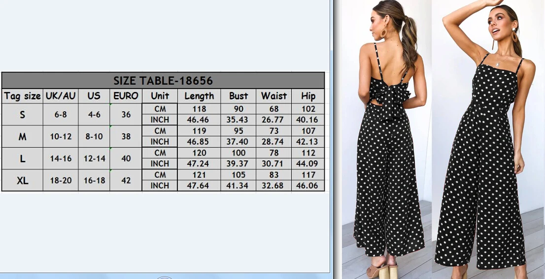 

Women Summer Long Jumpsuit Polka Dot Printed Sling Hollow Back Bow Romper Top Wide Leg Long Pants Jumpsuit