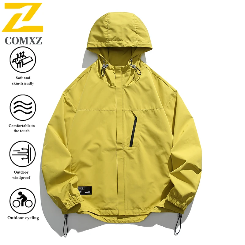 

COMXZ 2025 Spring New Fashion Outdoor Mountain Style 3Layer Waterproof Windproof Breathable Jacket Hiking Coat Lightweight Tech
