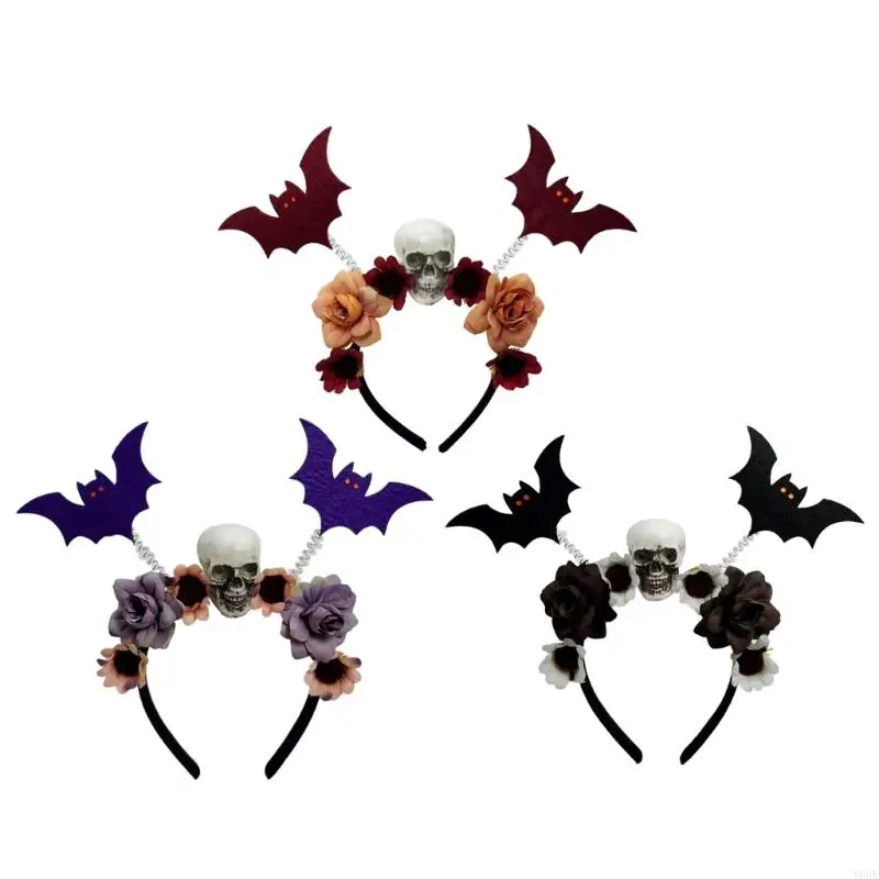 

Halloween Bat Skull Headbands Realistic Skull Lightweight Comfortable Accessory For Parties Costumes Adults Kids Y08E