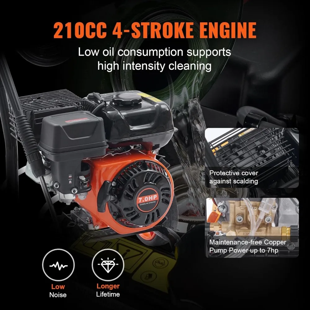 VEVOR 3600 PSI 2.6 GPM غسالة ضغط الغاز مع مضخة نحاسية، مسدس رش، وعصا تمديد، 5 أطراف توصيل سريعة #4