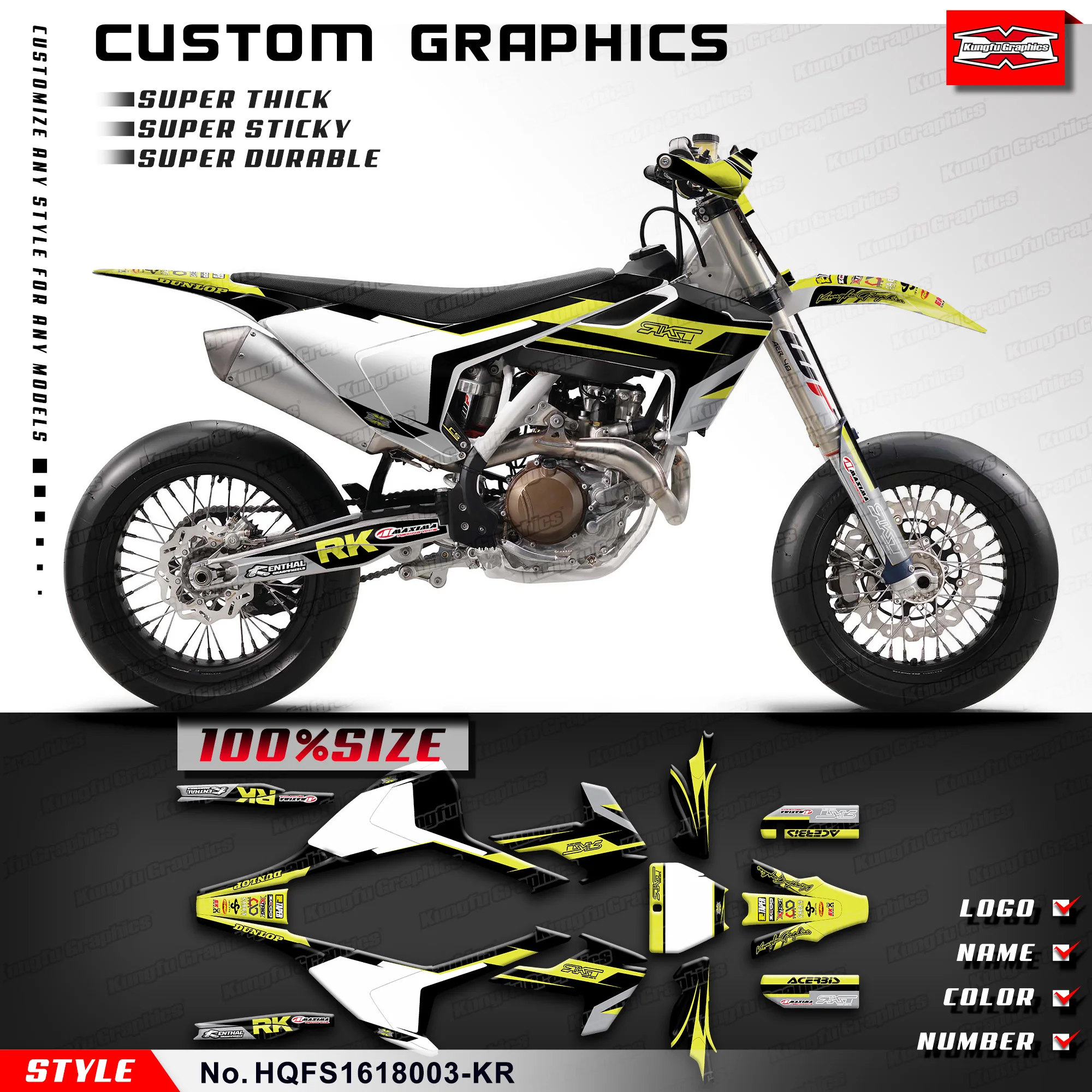 

Набор графических наклеек KUNGFU GRAPHICS Racing для Husqvarna FS 450 FS450 2016 2017 2018, HQFS1618003-KR