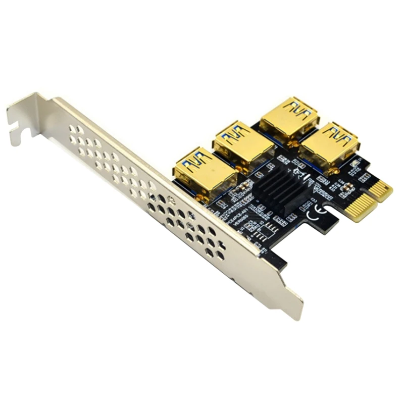 

PCI-E 1 To 4 PCI-E Adapter Card PCI-E To PCI-E Slot, USB3.0 Graphics Card Expansion Card, Used For BTC Bitcoin Mining