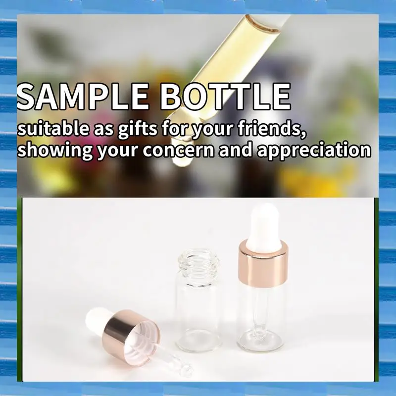 

100 шт., мини-стеклянная бутылка-капельница, прозрачные бутылки-капельницы для эфирного масла, стеклянные контейнеры для образцов капель для путешествий, 3 мл, прочный