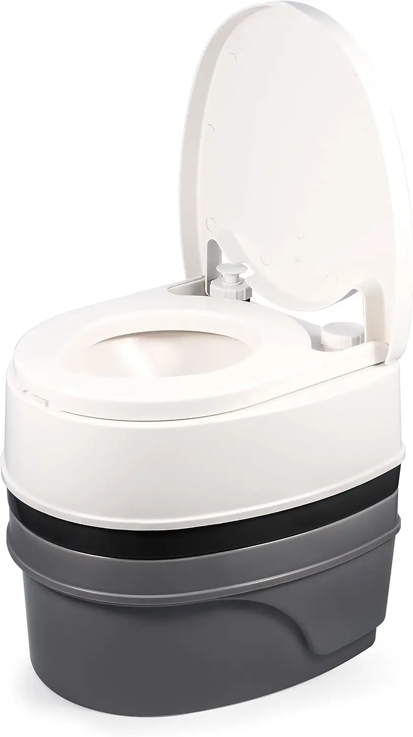 Premium Portable Travel Toilet With Three Directional Flush and Swivel Dumping Elbow | Designed for Camping