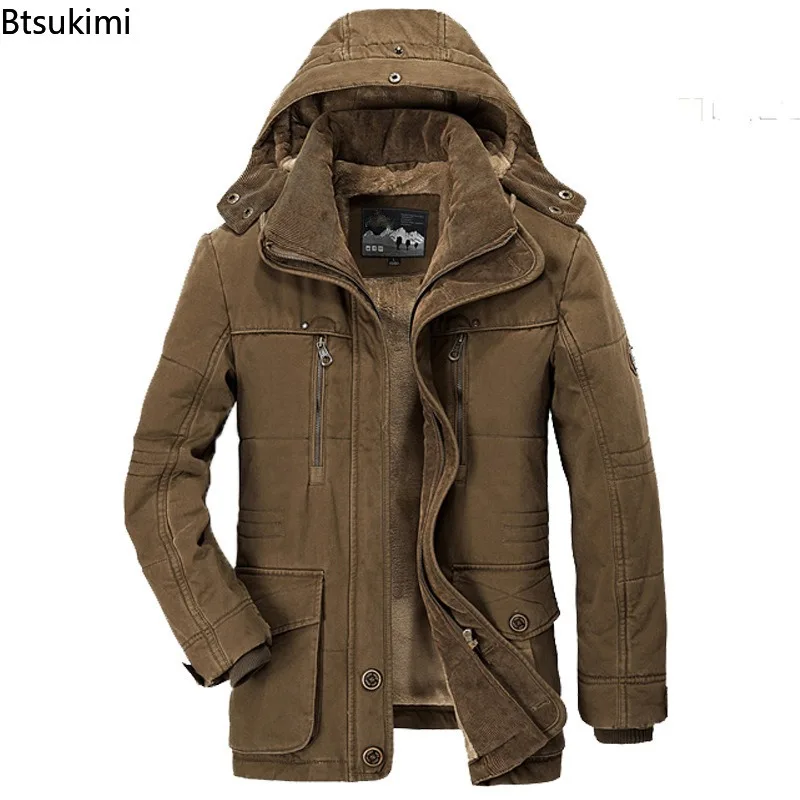 Parka invernale da uomo nuove giacche foderate in pile addensare giacche cargo multitasche uomo cappotti imbottiti in cotone caldo antivento taglie forti