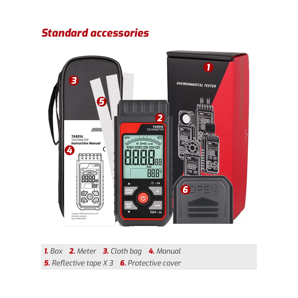 TASI TA501A Laser Tachometer Up to 999999 Non-Contact Digital Laser Tachometer For Machinery Industry Car Motors Speed Test