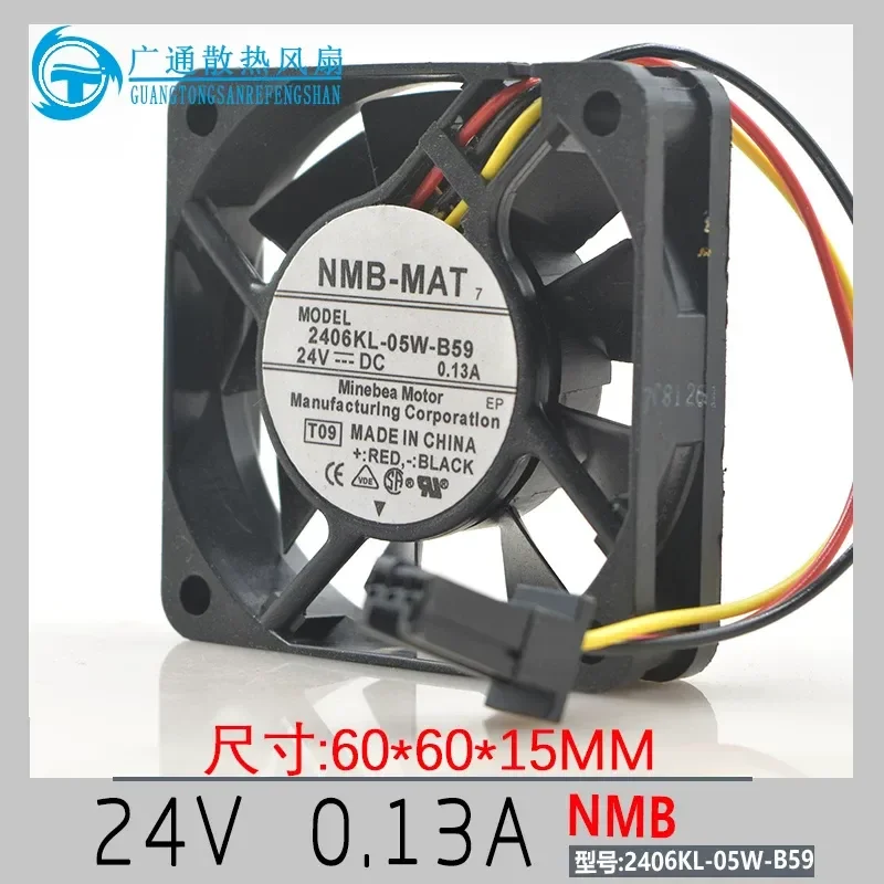 for NMB 2406KL-05W-B59 6015 24V 0.13A 6CM Fan for CNC Machine Tool Fanuc Cooling Fan Original Replacement