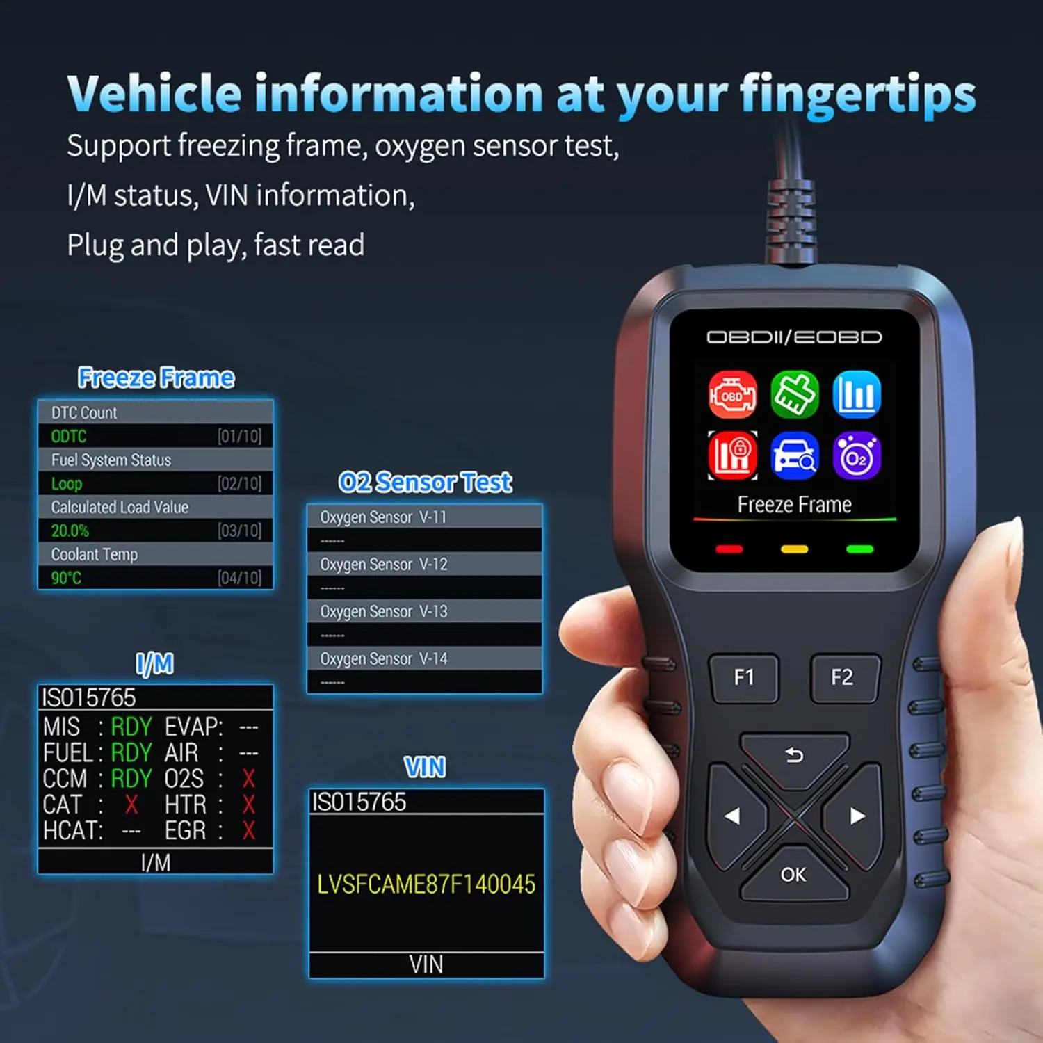 OBD2 Scanner Code Reader for Cars & Trucks - Read/Clear Error Codes, Compatible with All OBD II Protocol Vehicles 2008+