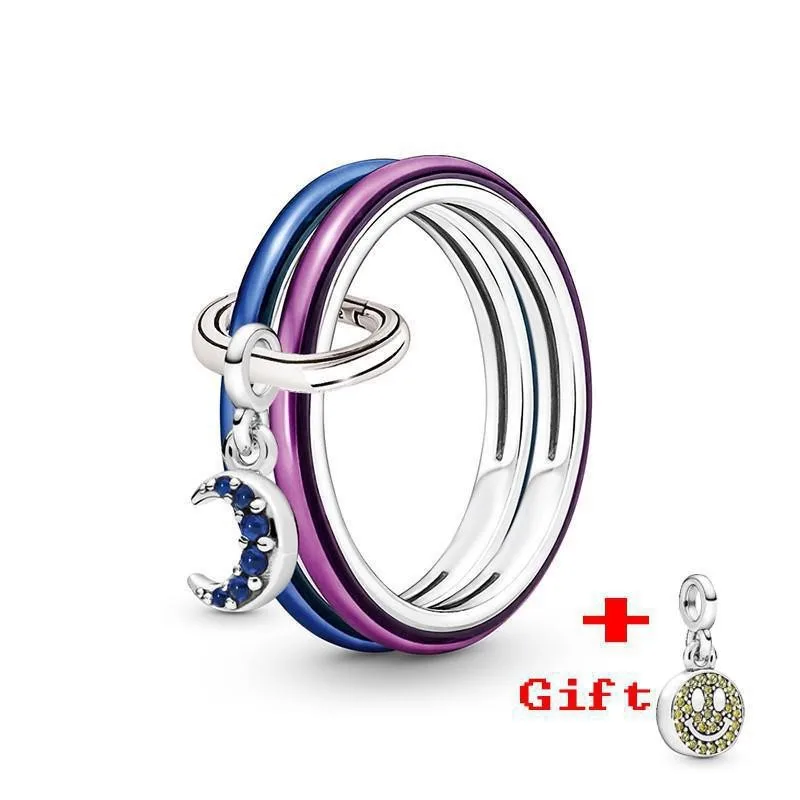 New Hot 925 Silver Lucky Bottle Cap Happy Smiling Face Peach Heart Women's Logo Combination Ring High Quality DIY Charm Jewelry