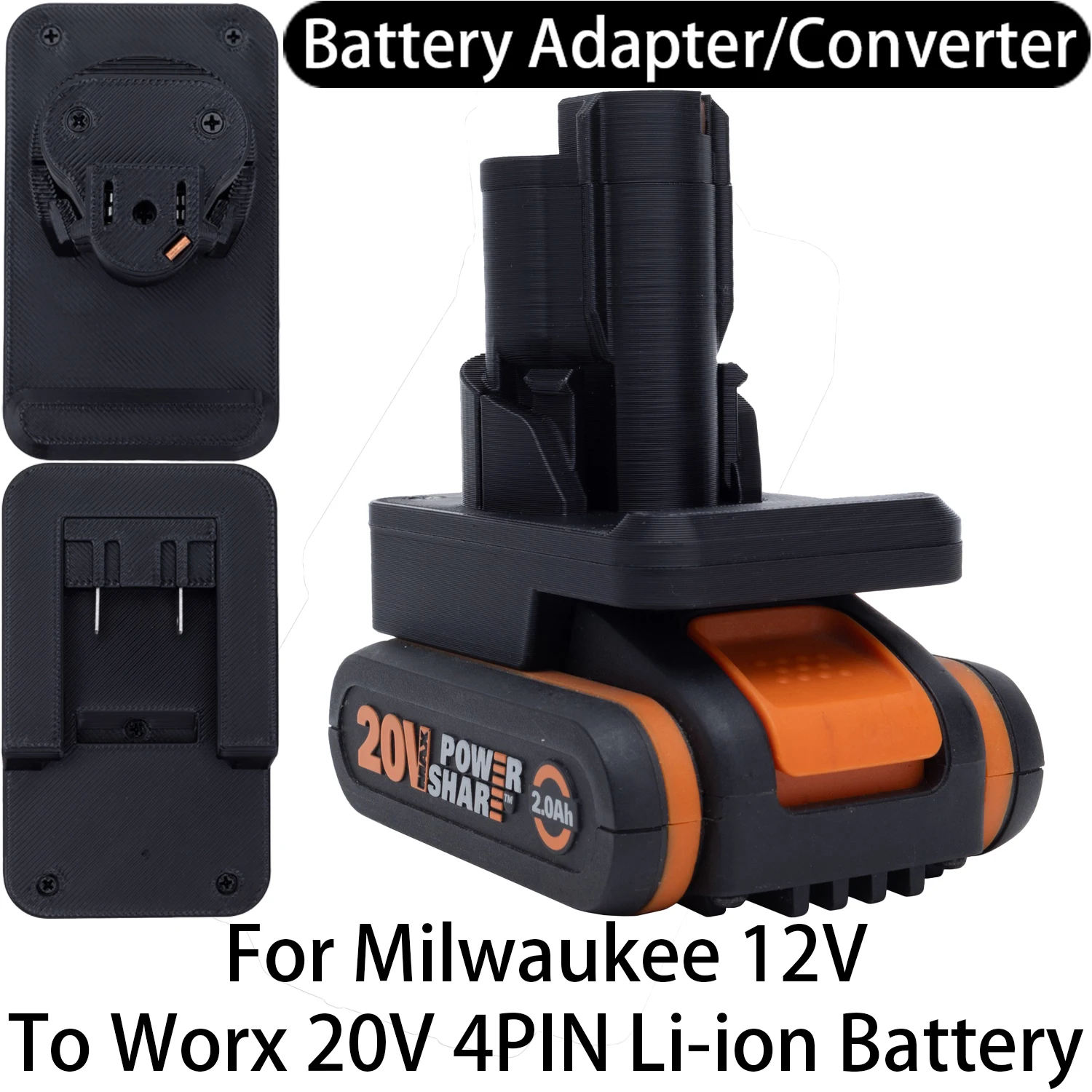 

Adapter Converter For Milwaukee 12V M12 Li-ion Tool To Worx 20V 4PIN Li-ion Battery Adapter Converter Power Tool Accessory