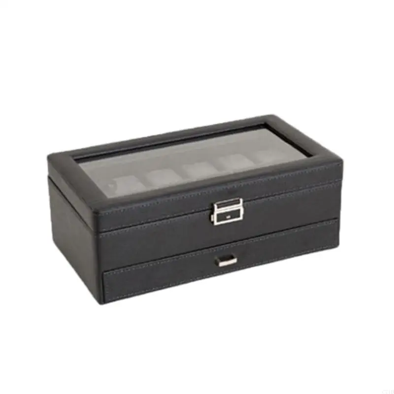 

Practical Watch Collection Box with Spacious See Through Glass Lid Designs and Additional Sturdy Drawer Household