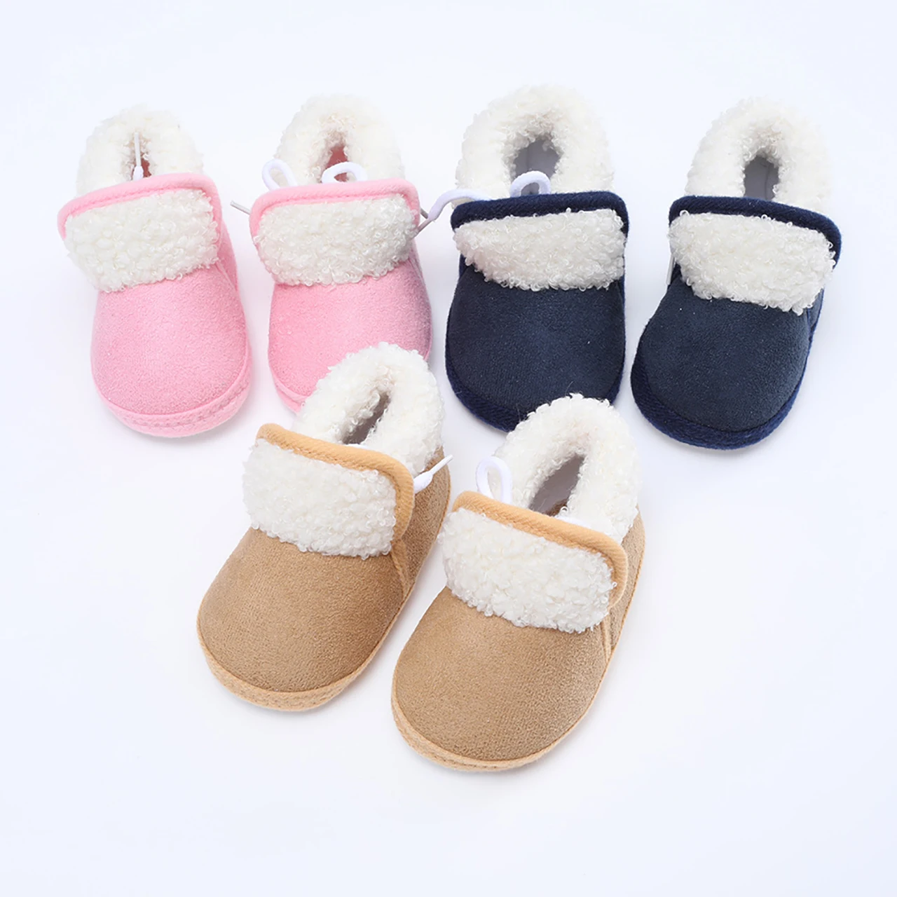 Baby High Top Snow Boots Winter Warm Infant Plush Shoes Thick Fleece Anti-skid Soled Newborn First Walkers 0-1Y Kids Flip Flops