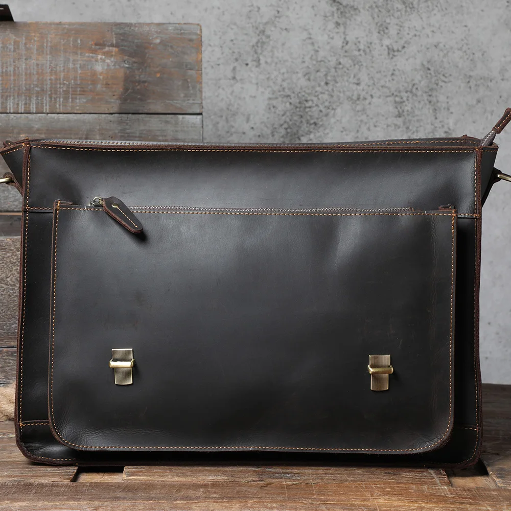 S.WORKER Retro Vollnarbenleder-Handtasche für Herren | Klassische Business-Aktentasche – Detail 21