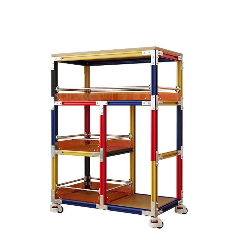

Aluminum profile dopamine ocean plate movable trolley multi-functional side storage rack contrasting color creative locker