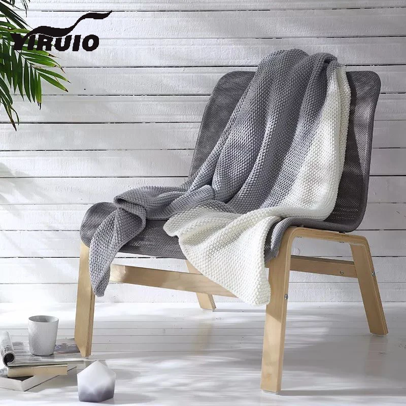 YIRUIO Elegant Gray White Knitted Plaid Blanket Graceful Office School Library Shawl Knee Wearable Soft Cozy Nap Quilt Blanket