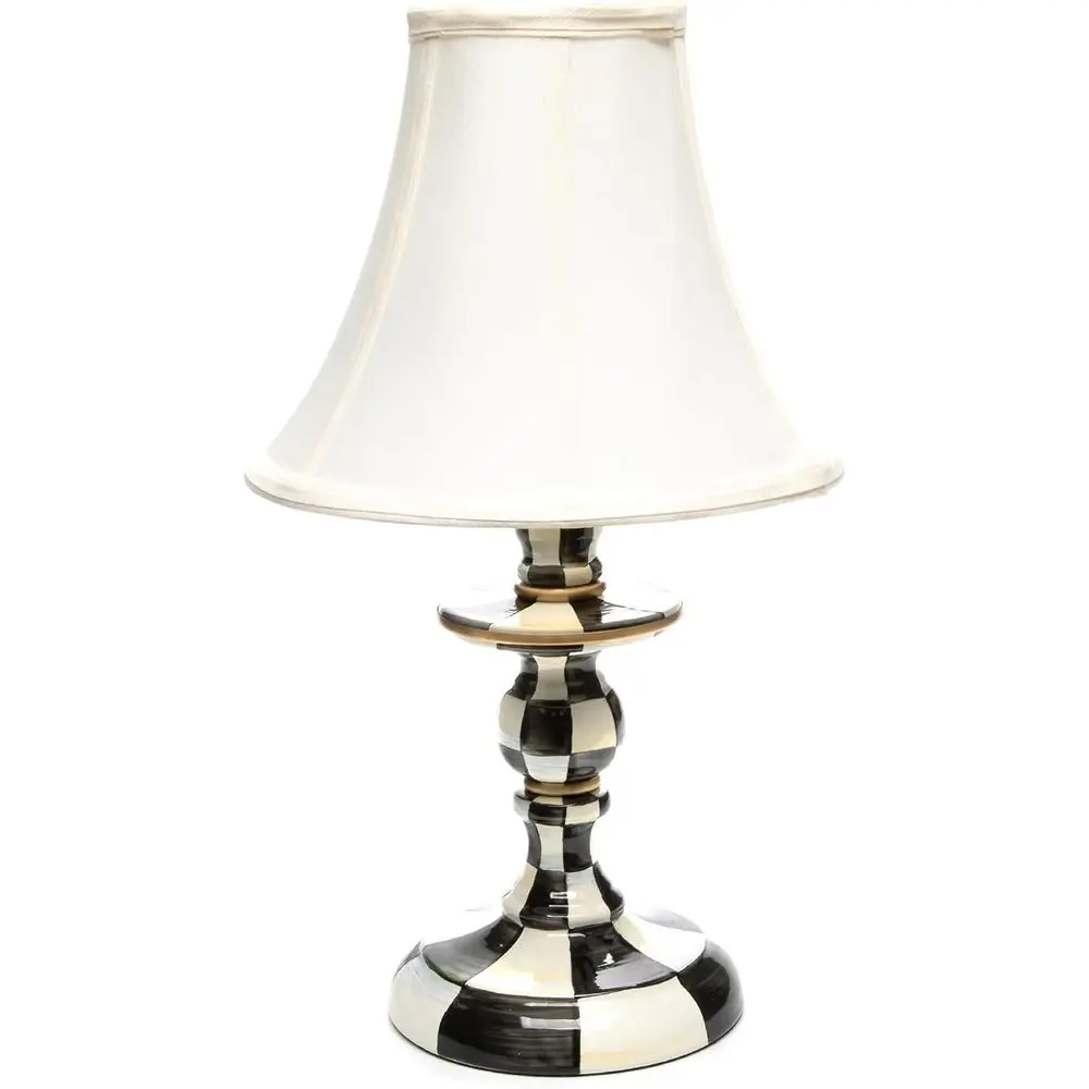

Candlestick Lamp, Decorative Lamp or Living Room or Bedroom, Black-and-White Courtly Check