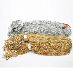 Wholesale 50pcs Gold color 2mm Stainless Steel Rice grain chain Necklaces DIY Jewelry 40+5cm Chains Suit Bulk Sale Accessories