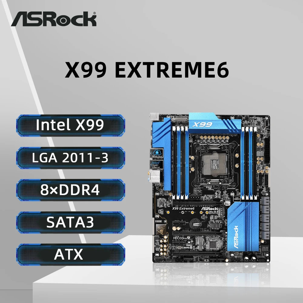 ASRock X99 EXTREME6 Motherboard Support i7-6800K 6900K E5-4669 2695 2690 2629 2683 2609 1680 CPU 8xDDR4 2400MHz 128GB M.2 ATX