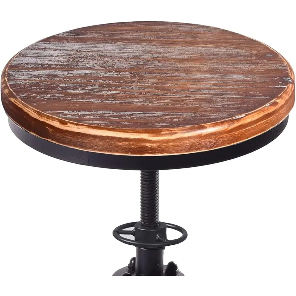 3-Piece Bar Table (38.6"-48.4") & 2 Bar Stools (24"-28") Set for Pub Kitchen Dining Living Party Bistro Breakfast, Swivel Top,