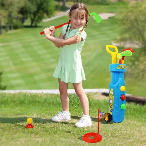 Imagen 2 del producto Juguetes portátiles de Golf al aire libre para césped, juego de ejercicio interior con bolas de entrenamiento y equipo de palos, juego de juguetes de Golf
