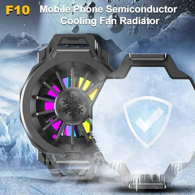 

F10 Mobile Phone Cooler Semiconductor Back-clip Fast Cooling Fan Radiator for IPhone Samsung Xiaomi Huawei PUBG Cool Heat Sink