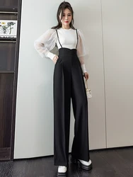 Verão das Mulheres Casual All-match Moda Cintura Alta Emagrecimento Wide-leg Suspensórios Macacão Mulheres Elegância para a Festa Y2k Streetwear