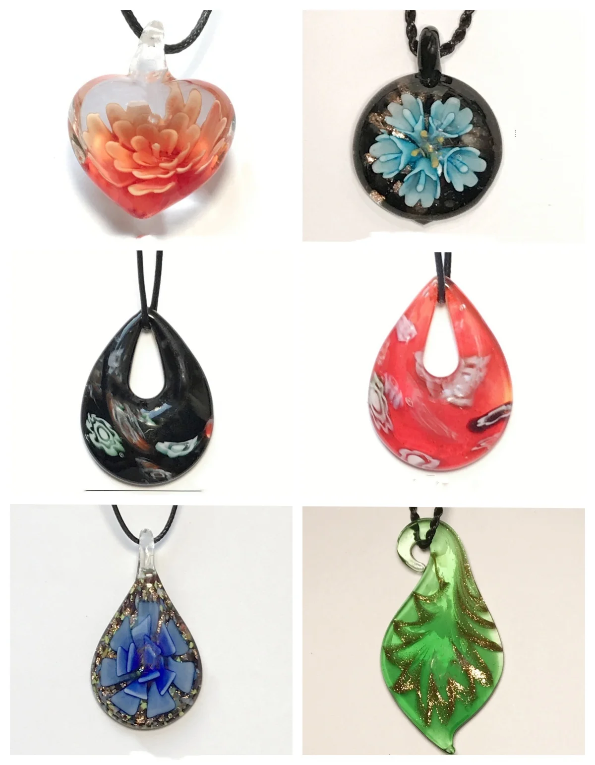 Handmade Murano Glass Women\'s Pendant Necklace Multiple Style Unusual Shaped Girl Glass Jewelry Fit Wedding Party Surprise Gifts