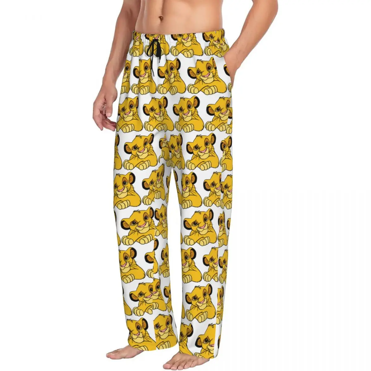 Custom Print Men's Simba The King Lion Pajama Pants Sleepwear Sleep Lounge Bottoms with Pockets