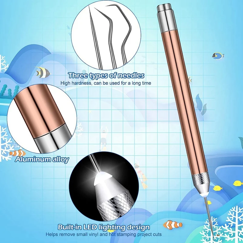 12PCS Weed Control Tool Set Weed Control Tool Aluminum Alloy Set LED Tweezer Pin Hook (Color Random)