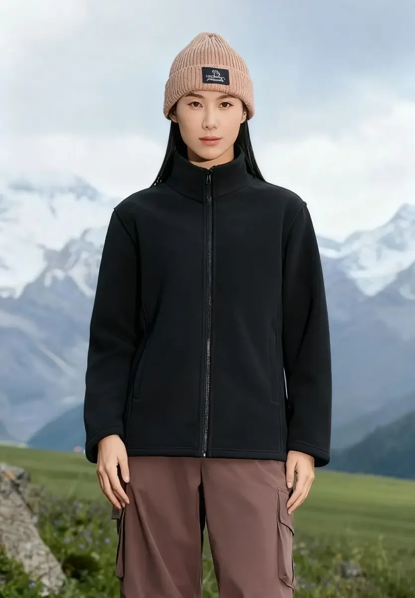 플리스 스웨트셔츠 모자 없는 여성용 후드 집업 포켓 여성 봄 테리 클린핏 O넥 핫스위트 레터링 파스텔 레이스업 스탠드업