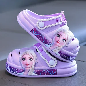 Disney-Chinelos de desenhos animados congelados para crianças, Elsa, sandálias de praia, chinelos macios para crianças, sapatos de princesa para meninas 10 principais vendas praia frozen - №8