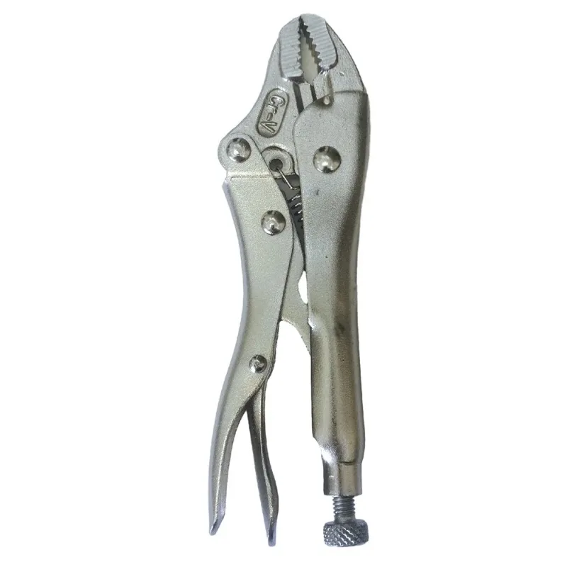 5 Inch Curved Jaw CRV Steel Locking Pliers with Wire Cutter Function - Heavy-Duty Hand Tool for Home & Industrial Repair Work