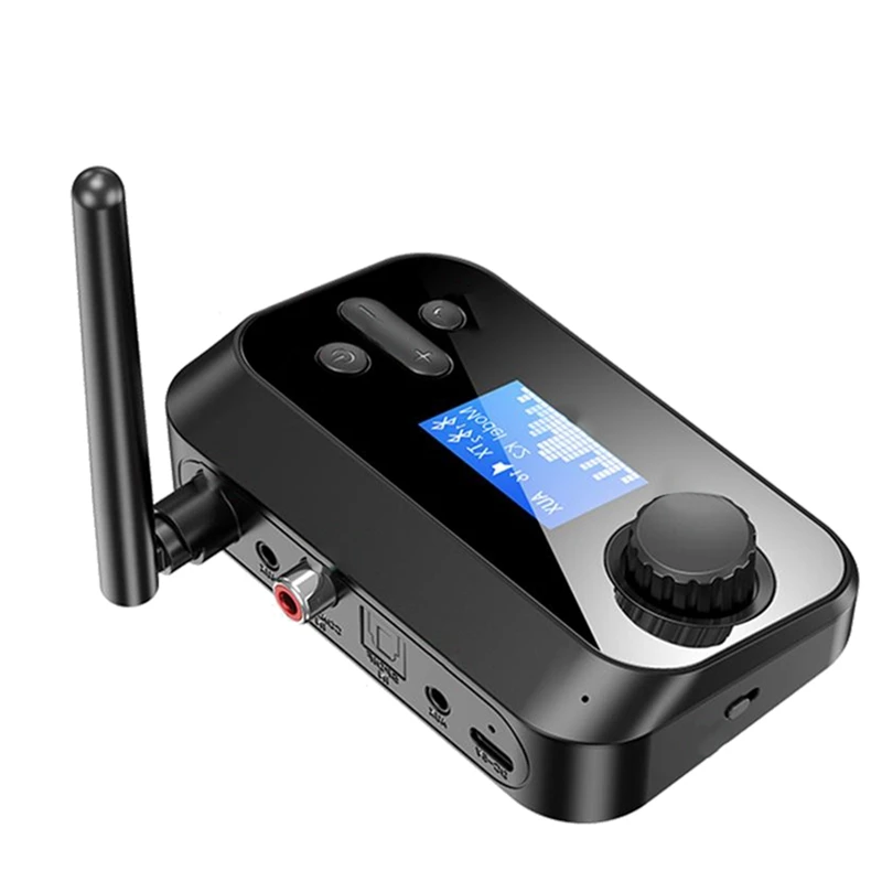 RISE-Bluetooth 5.1 Audio Receiver Transmitter 2-In-1 Fiber Coaxial Wireless Audio Adapter With Screen TF Card MP3 Player