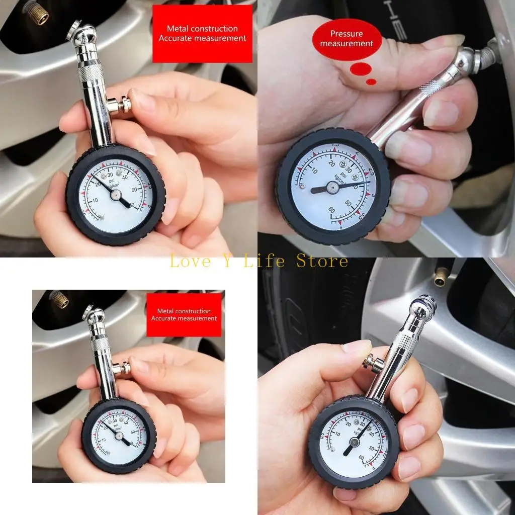 

L74C Portable Tire Pressure Gauge Easy to Read Dial Air Pressure Gauge Tire Gauge with Quick Deflator Multipurpose