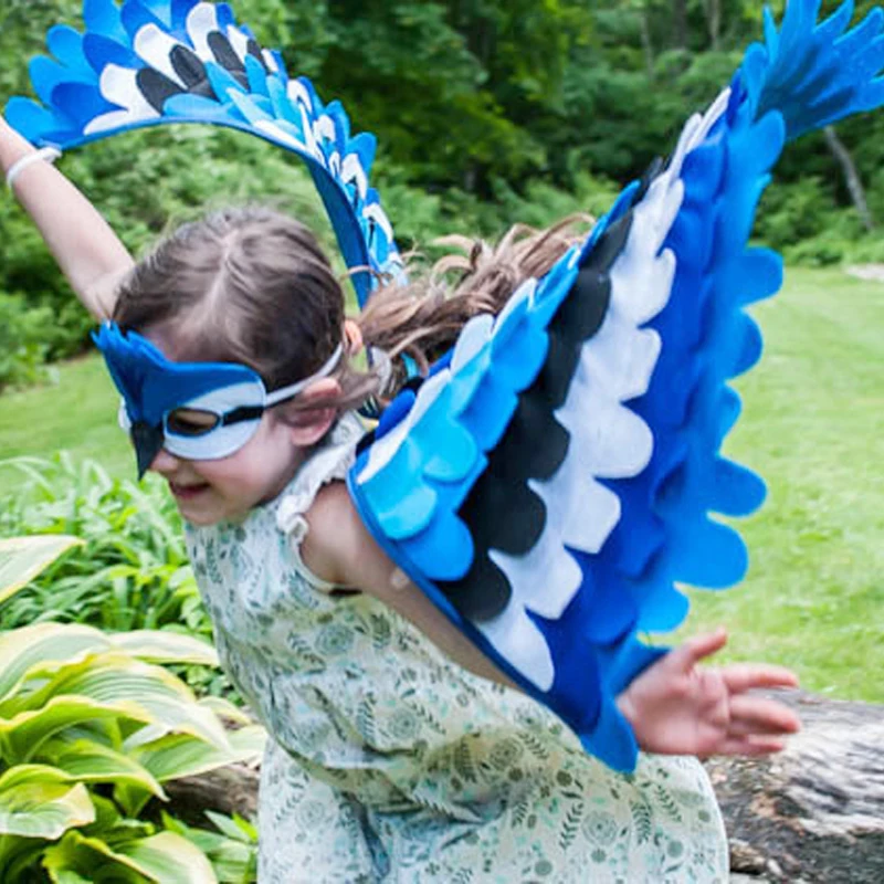 Disfraz de animales para niños, alas de fieltro de pájaros, divertidos disfraces de Halloween, alas de mariposa