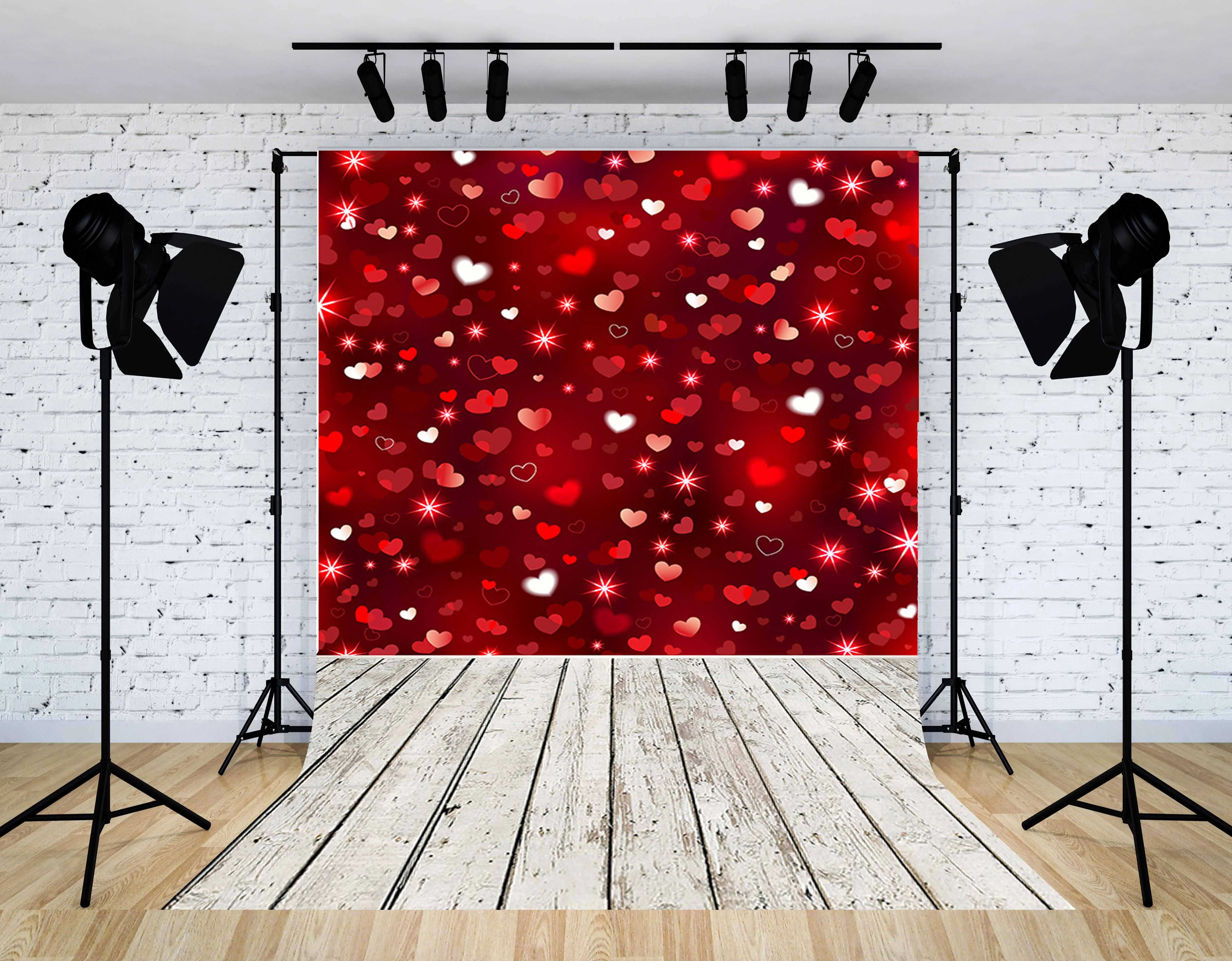 

ZHISUXI Valentine's Day Photography Backdrops Props Sparkle Wedding Love Heart Wall And Floor Photo Studio Background VS-96