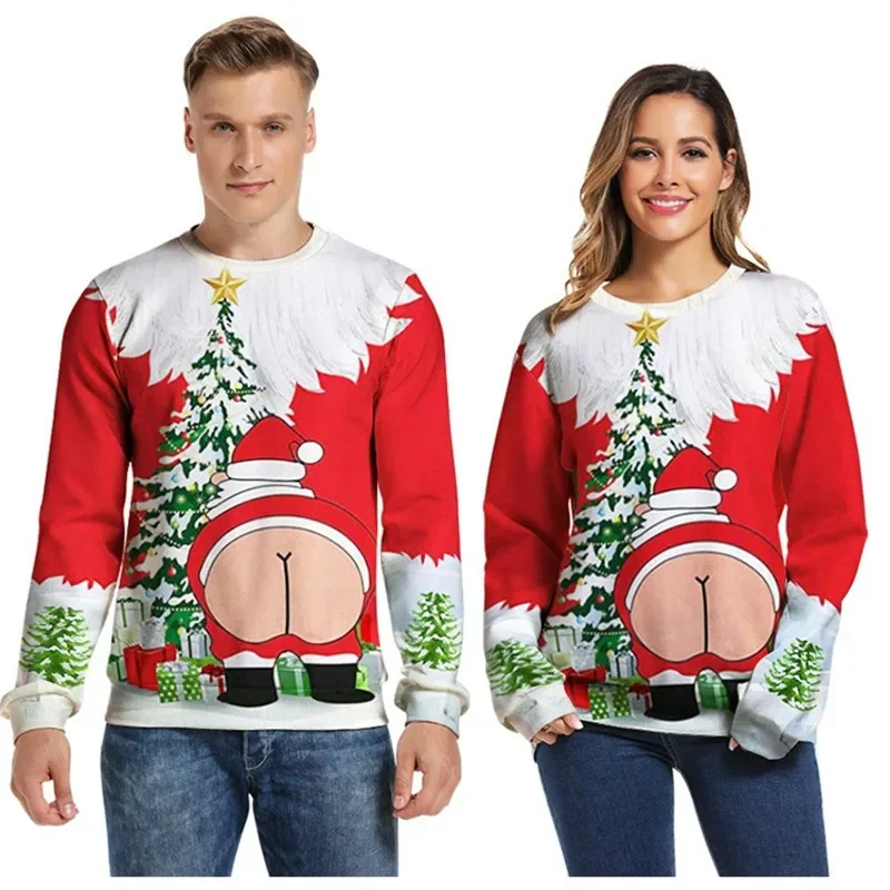 Suéter de Navidad feo Unisex con estampado 3D, jersey divertido, jerséis, tops para Navidad, hombres, mujeres, fiesta de vacaciones, sudadera con capucha o