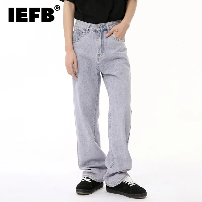 

IEFB Male Light Purple Denim Pants American High Street Straight Wide Leg Loose Wash Men's Jeans Summer 2024 Chic Now 9C6690