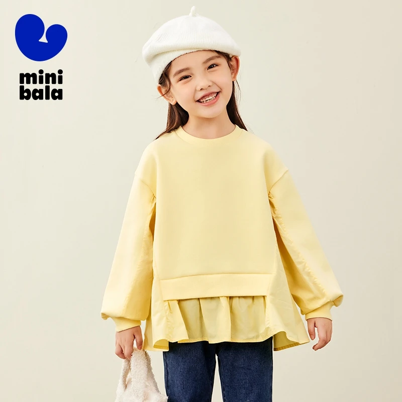 Mini Bala Sweatshirt Met Lange Mouwen Meisjes 2024 Nieuwe Herfst Comfortabele En Elastische Top