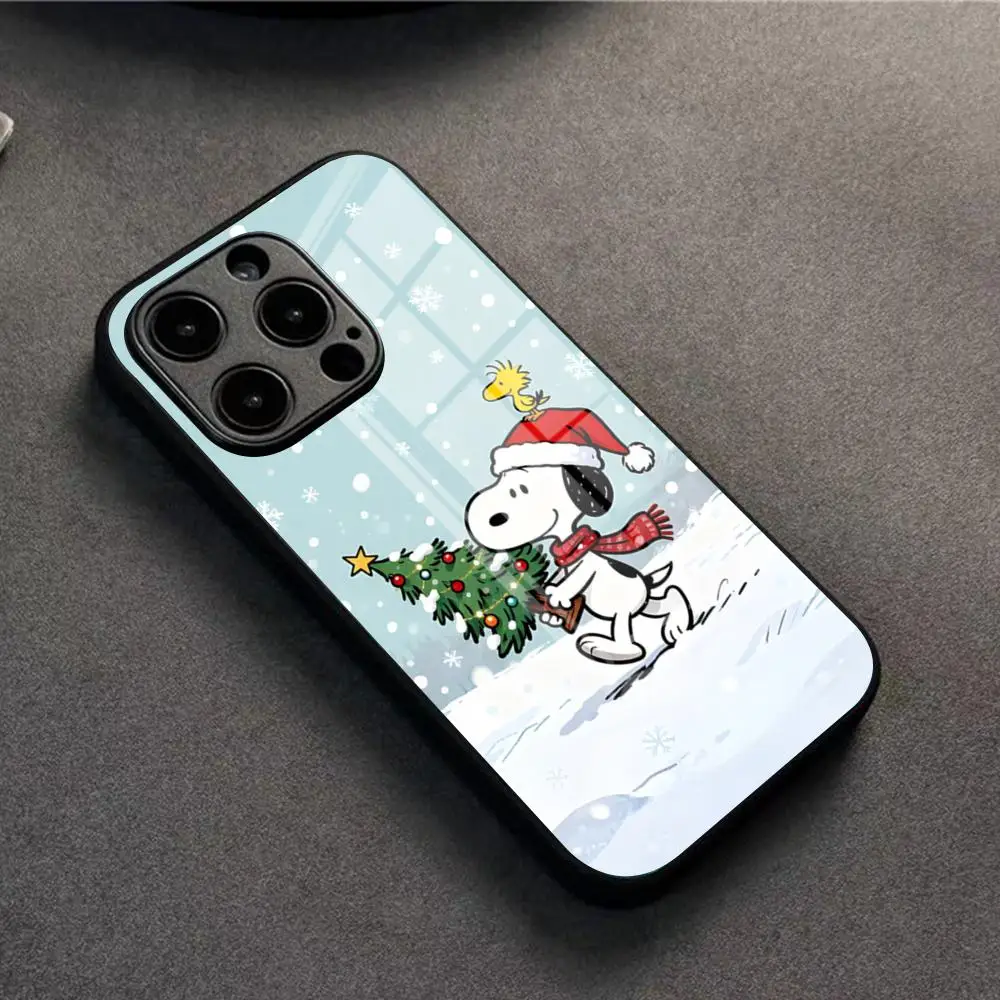 Cartoon Niedliche Snoopy-Hund Handyhülle für iPhone 17 Pro Max 16 15 14 Pro Max 13 11 X Xs Xr 8 7Plus Glasabdeckung