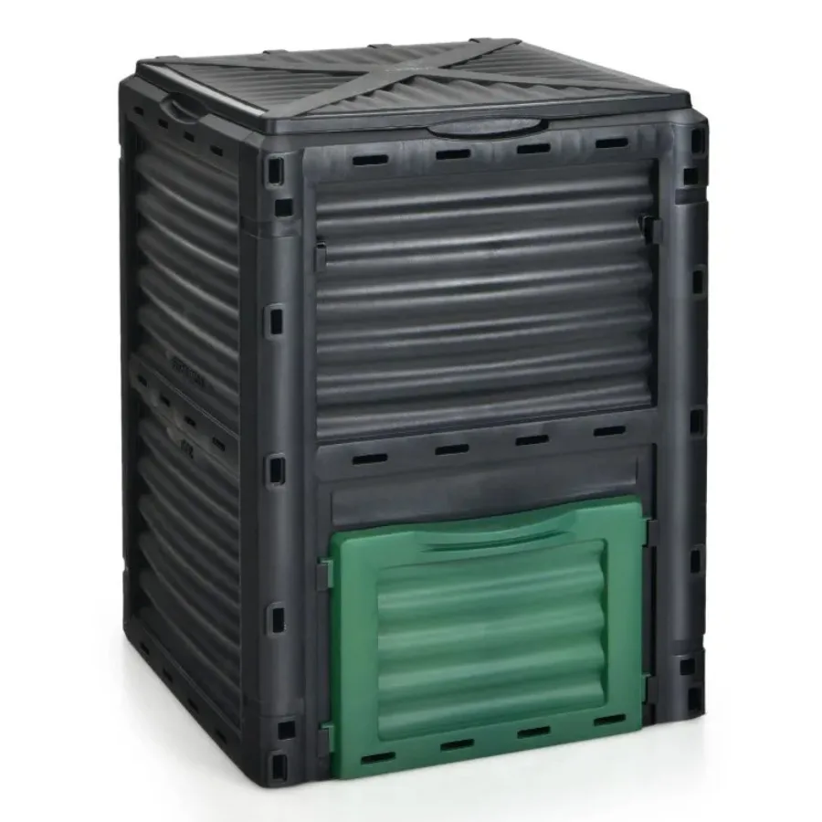 

80-Gallon Outdoor Composter with Large Openable Lid and Bottom Exit Door