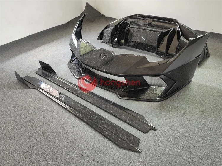 High quality carbon fiber forged V-style front and rear bumper side skirts for Lamborghini huracan LP580 LP610 body kit