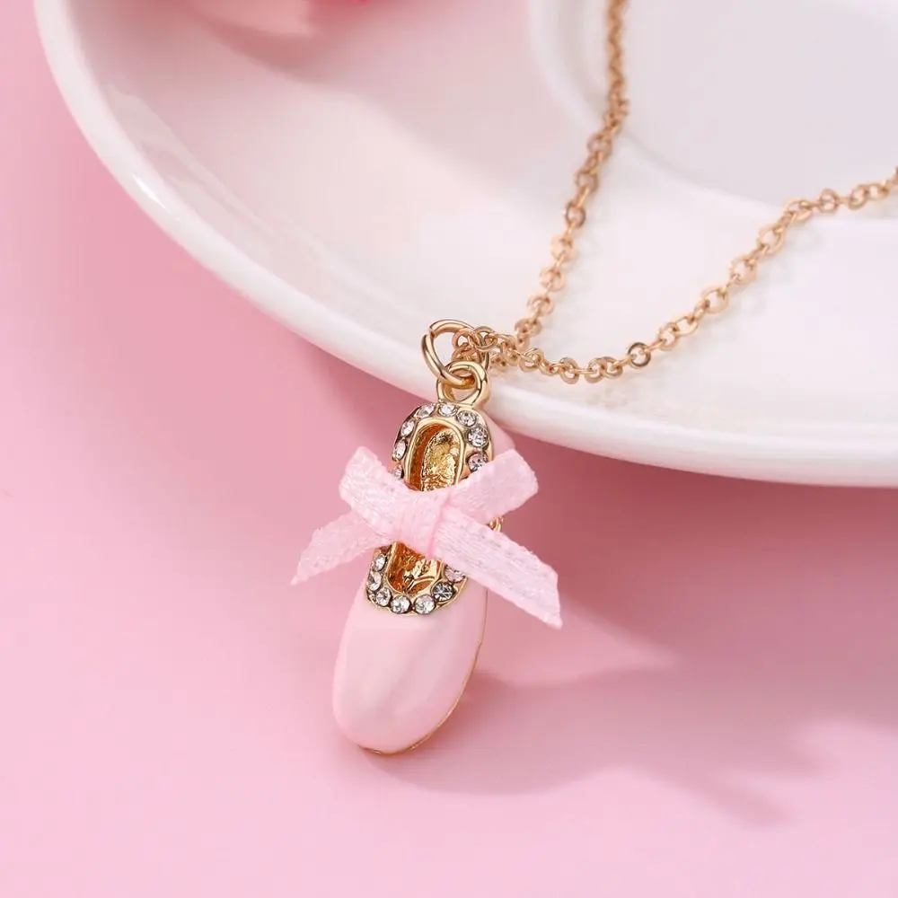 Senior Sense Ballet Shoes Pendant Crystal Rhinestone Light Luxury Choker Adjustable Gold Chain Jewelry Accessories Friendship