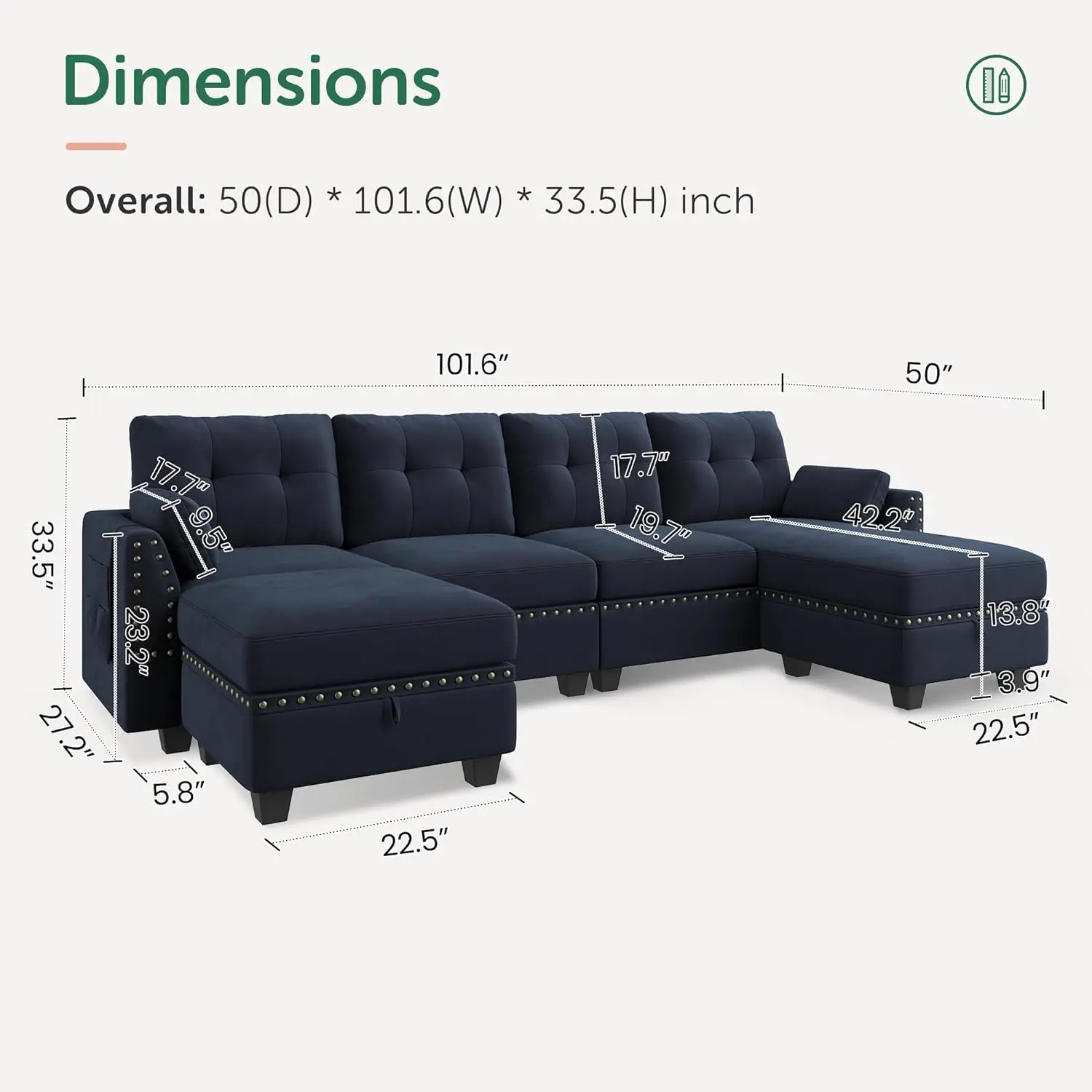 Velvet Convertible Sectional Sofa Set U Shaped Couch with Storage Ottoman Reversible Sofa Sectional for Living Room