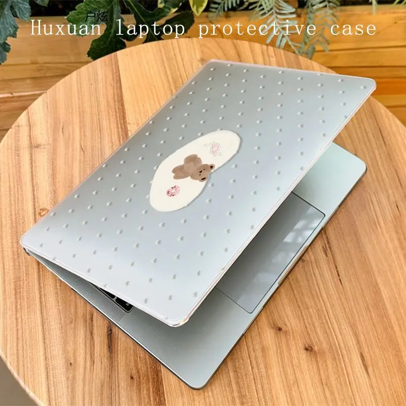 Korean Love Bear Case for Macbook Air 13 M5 M1 Pro 14 M4 13M3 15 16 M2 Mac Hard Shell Accessory Cover A1278A1369 A1466 A3429 Neo