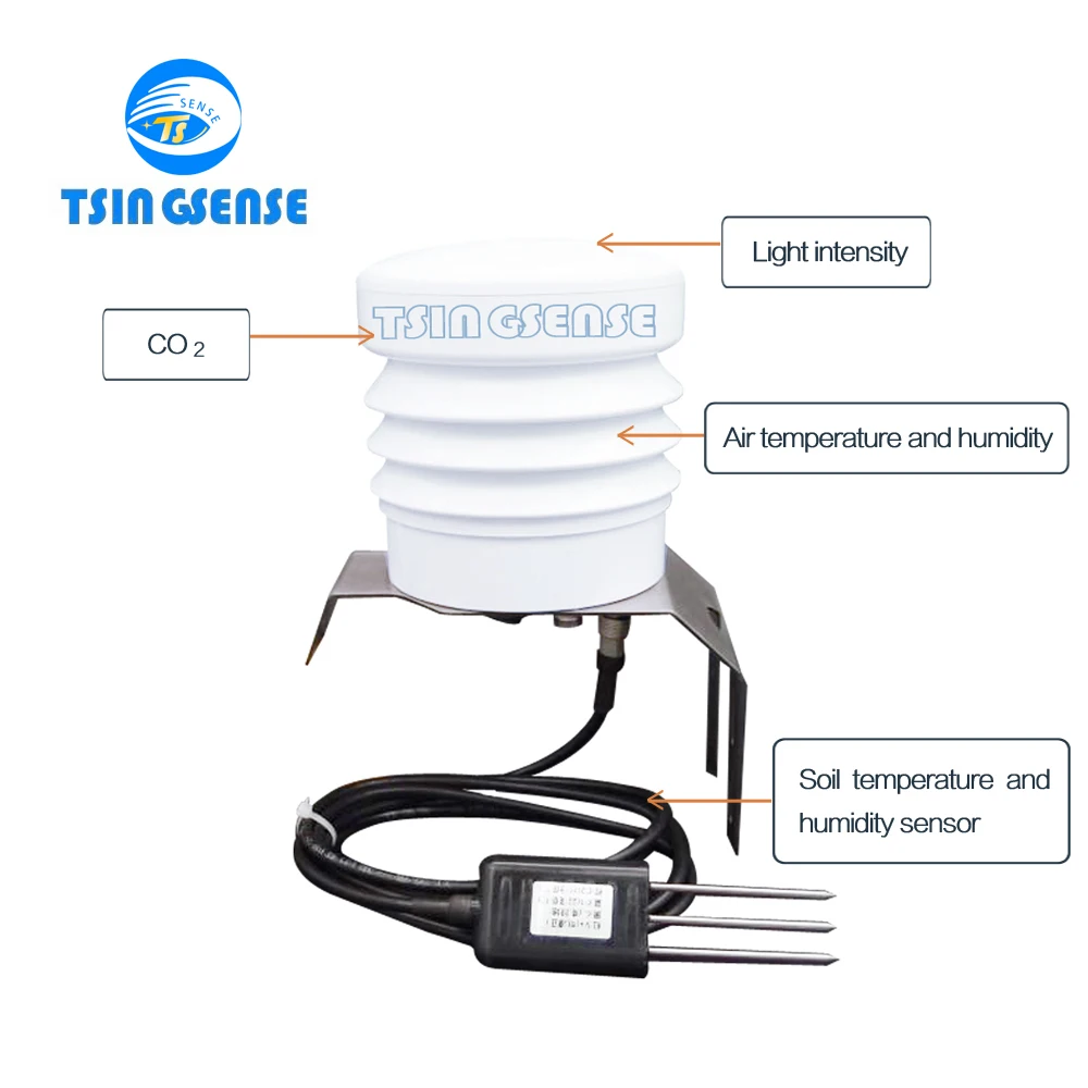 WAS2000 environmental monitoring agricultural station integrated air temperature humidity sensor and light intensity soil RS485