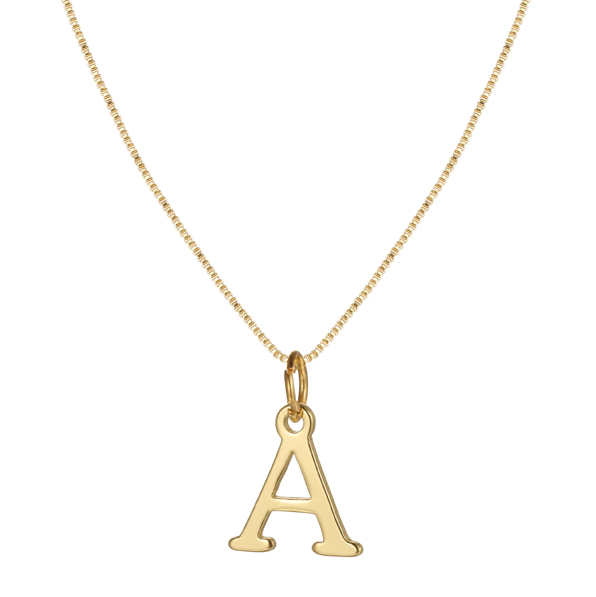 Lateefah Hot Selling New 26 Letter Pendant Necklace Fashion Box Chain Gold Neck Ornaments