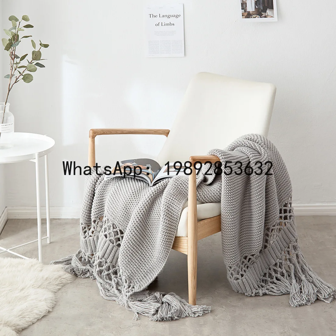 SLT knitted thread blanket thickened bedside blanket sofa cover blanket hollow fringed blanket towel