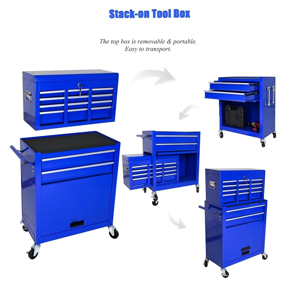 Tool Chest with Wheels&Drawer Rolling Tool Box with Tool Chest Drawer Organizer Tool Cabinet 8 Drawers